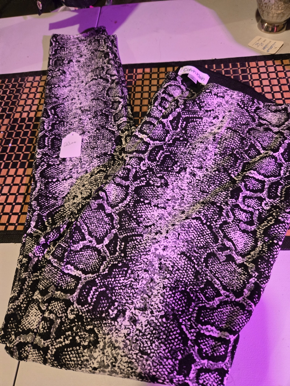 Calvin Klein Black and White Snake Print Pants